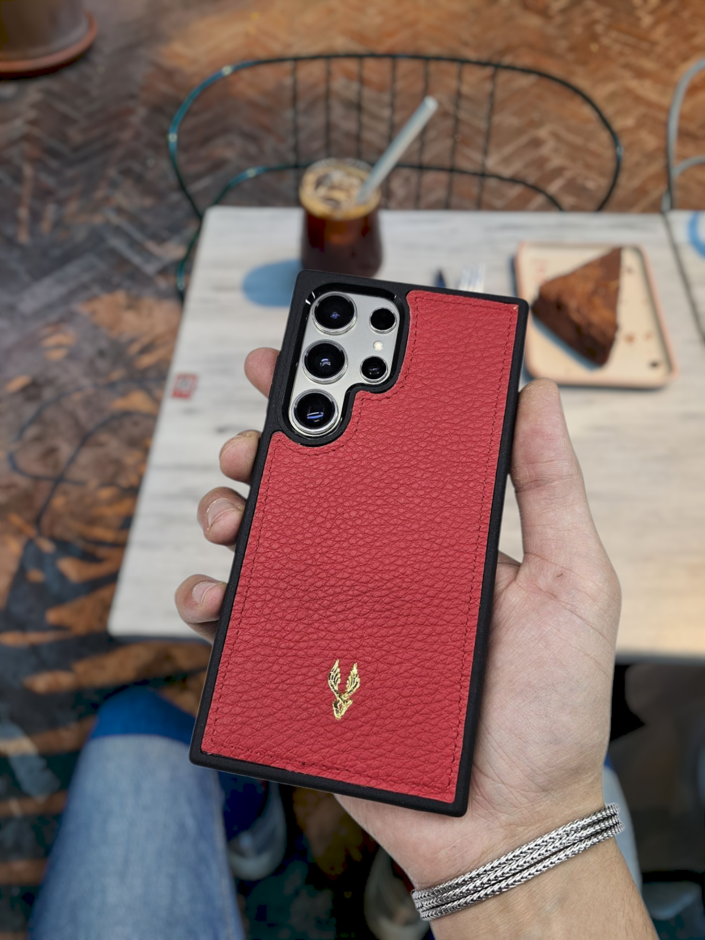VİSSO Kırmızı Gutty Hakiki Deri SAMSUNG GALAXY S25 ULTRA İsim Baskılı Kişiye Özel Deri Telefon Kılıfı KARGO BEDAVA Kırmızı Gutty