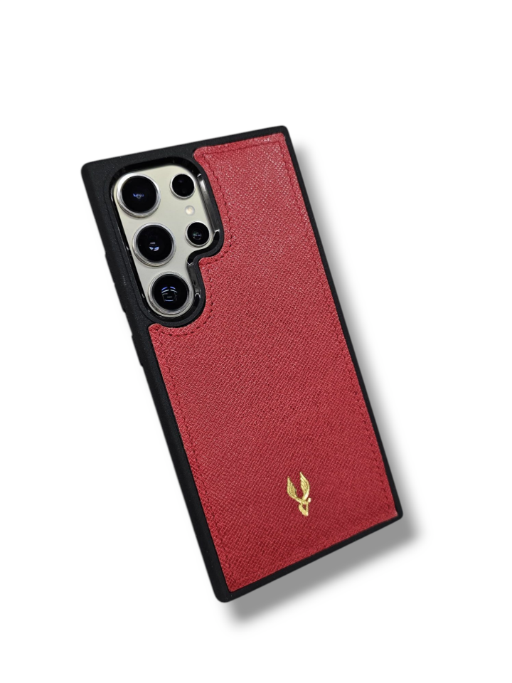 VİSSO Kırmızı Prd Hakiki Deri SAMSUNG GALAXY S25 ULTRA İsim Baskılı Kişiye Özel Deri Telefon Kılıfı KARGO BEDAVA  Kırmızı Prd