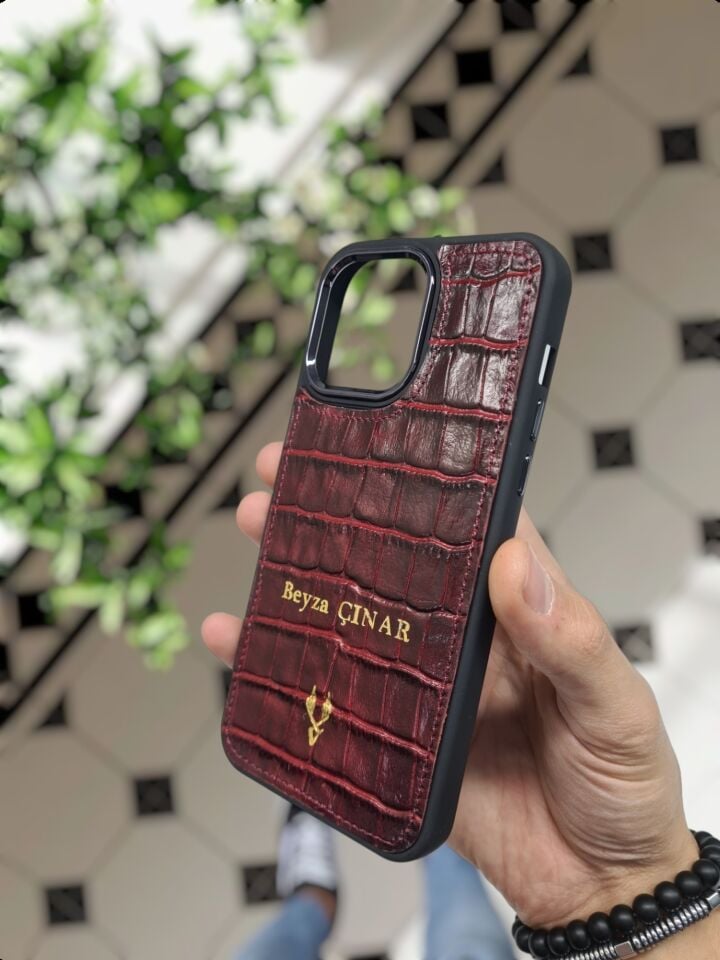 VİSSO 660 HAKİKİ DERİ ÇANTA İSME ÖZEL GÜÇLÜ MIKNATISLI KİLİT AKORDİYON YELPAZE KARTLIK CÜZDAN ERKEK KADIN MODELİ BORDO Croco + Anahtarlık+ kılıf