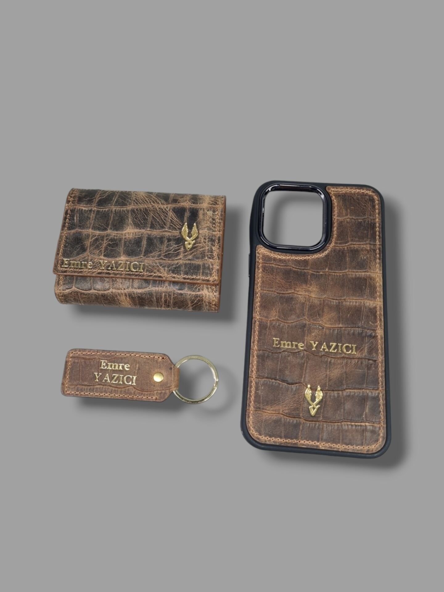 VİSSO 660 HAKİKİ DERİ ÇANTA İSME ÖZEL GÜÇLÜ MIKNATISLI KİLİT AKORDİYON YELPAZE KARTLIK CÜZDAN ERKEK KADIN MODELİ KAHVE ESKİTME Croco + Anahtarlık+ kılıf