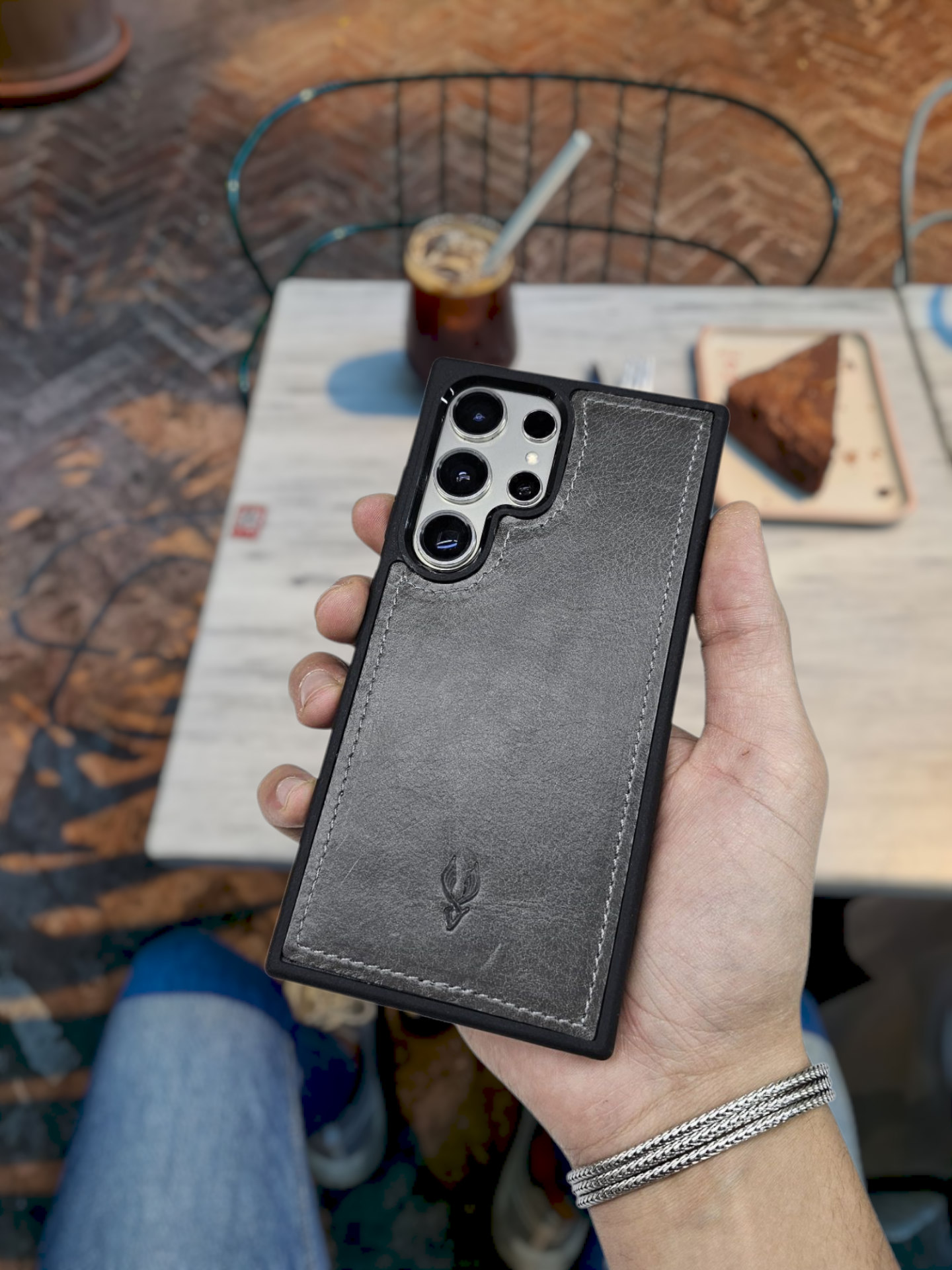 VİSSO Gri Natural Crayz Hakiki Deri SAMSUNG GALAXY S25 ULTRA İsim Baskılı Kişiye Özel Deri Telefon Kılıfı KARGO BEDAVA  Gri Natural Crayz