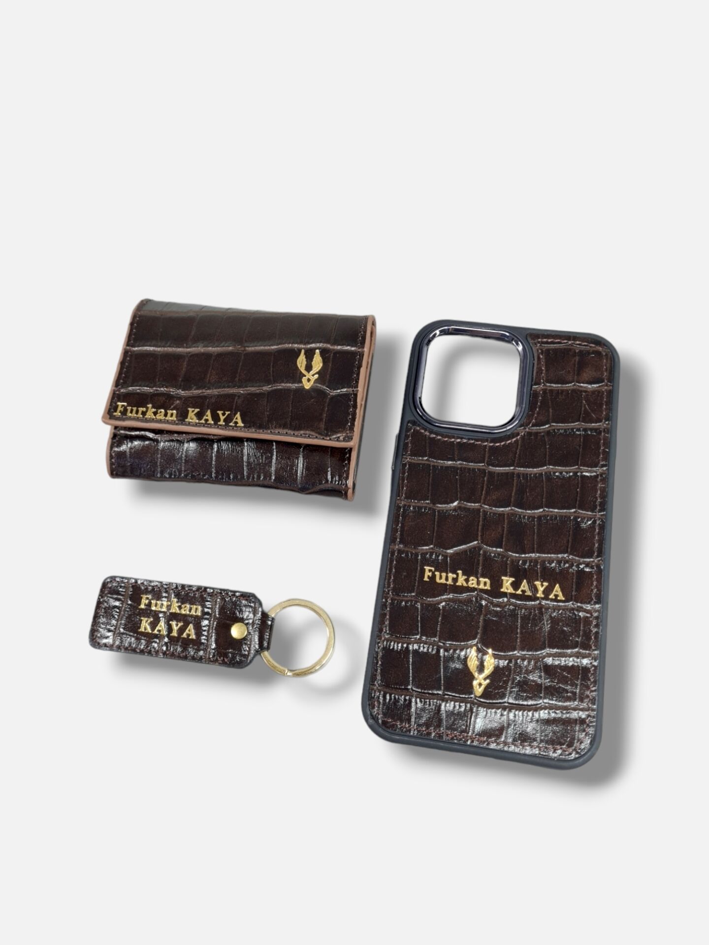 VİSSO 660 HAKİKİ DERİ ÇANTA İSME ÖZEL GÜÇLÜ MIKNATISLI KİLİT AKORDİYON YELPAZE KARTLIK CÜZDAN ERKEK KADIN MODELİ KAHVE Croco + Anahtarlık+ kılıf