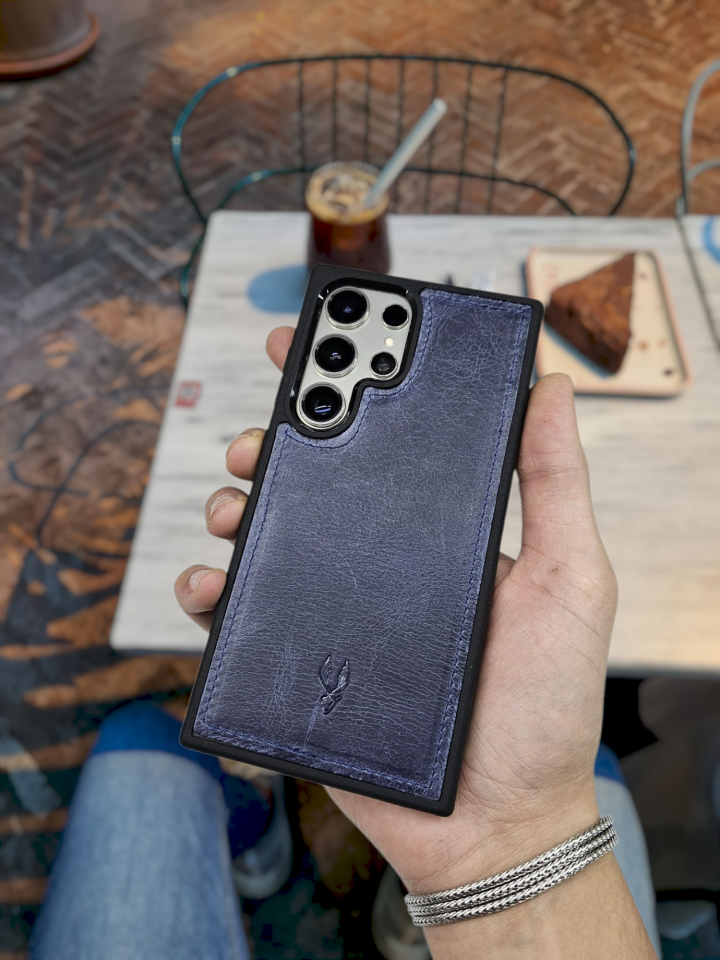 VİSSO Lacivert Kurtuba Hakiki Deri SAMSUNG GALAXY S25 ULTRA İsim Baskılı Kişiye Özel Deri Telefon Kılıfı KARGO BEDAVA Lacivert Kurtuba