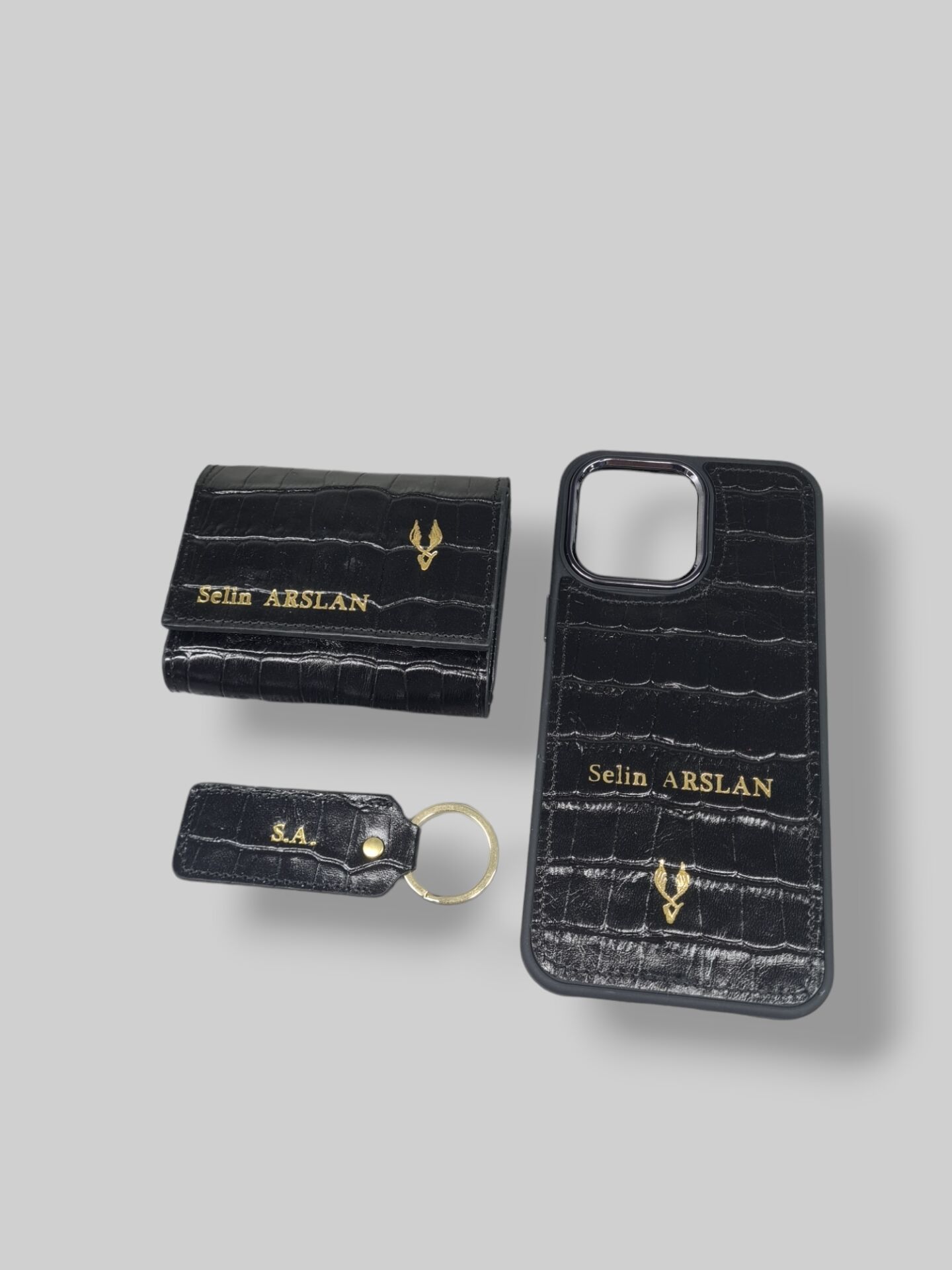 VİSSO 660 HAKİKİ DERİ ÇANTA İSME ÖZEL GÜÇLÜ MIKNATISLI KİLİT AKORDİYON YELPAZE KARTLIK CÜZDAN ERKEK KADIN MODELİ SİYAH Croco + Anahtarlık+ kılıf