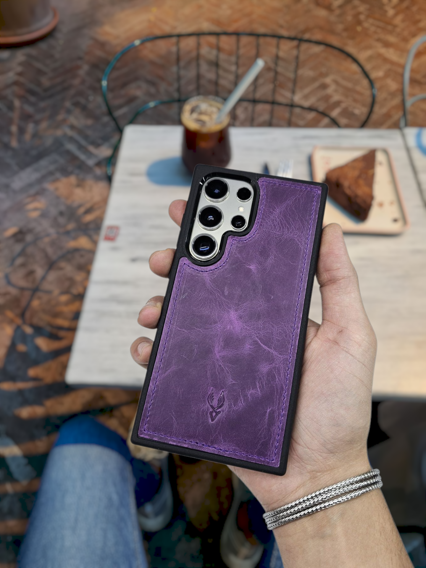 VİSSO Mor Renk Hakiki Deri SAMSUNG GALAXY S25 ULTRA İsim Baskılı Kişiye Özel Deri Telefon Kılıfı KARGO BEDAVA Mor Renk