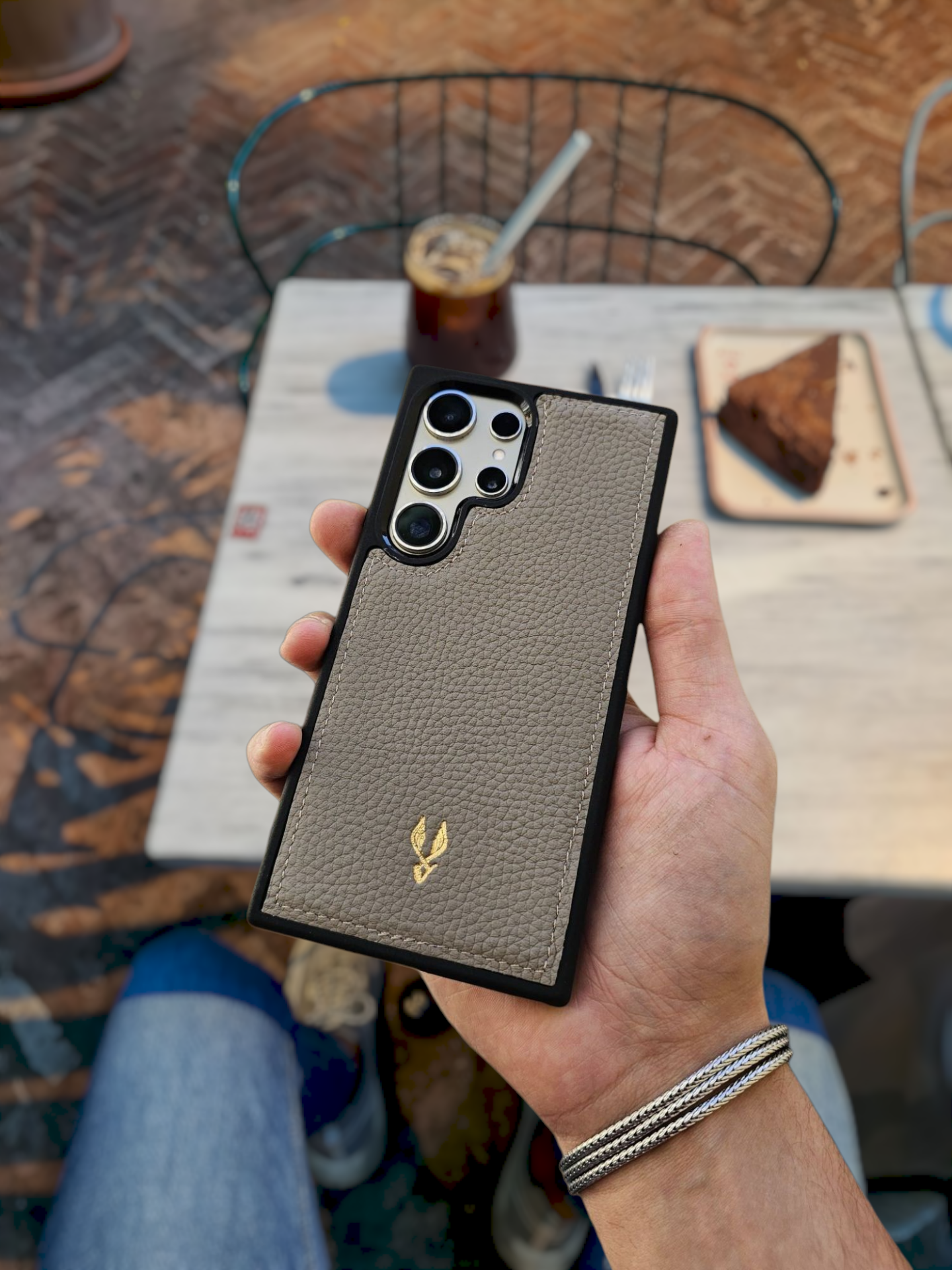 VİSSO Bej Renk Hakiki Deri SAMSUNG GALAXY S25 ULTRA İsim Baskılı Kişiye Özel Deri Telefon Kılıfı KARGO BEDAVA Bej Renk