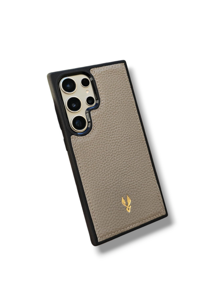 VİSSO Bej Renk Hakiki Deri SAMSUNG GALAXY S25 ULTRA İsim Baskılı Kişiye Özel Deri Telefon Kılıfı KARGO BEDAVA Bej Renk