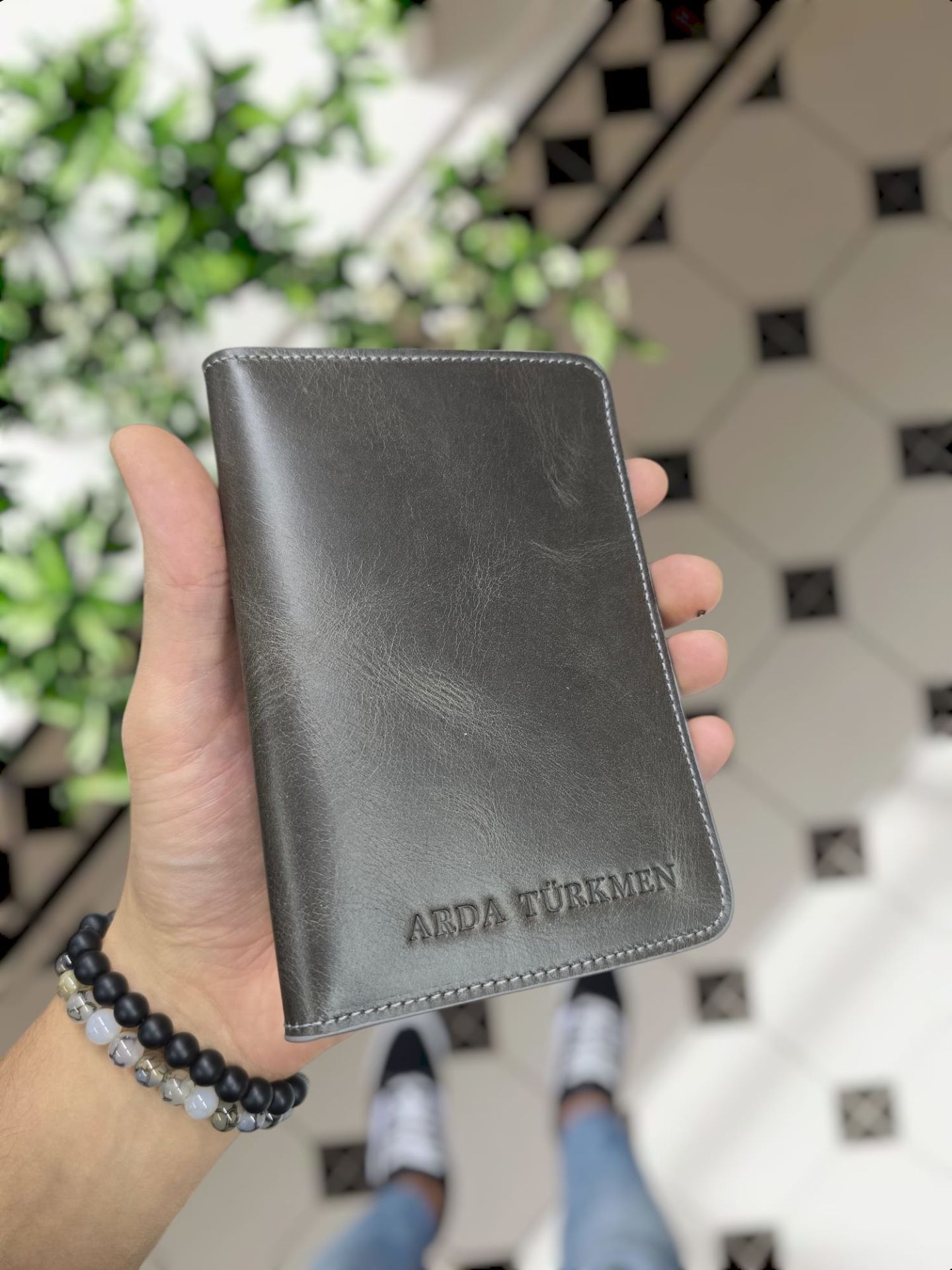 VİSSO 911 HAKİKİ ORJİNAL DERİ ÇANTA KREDİ KART VE KİMLİK HAZNELİ PASAPORTLUK - DERİ PASAPORT KILIFI GRİ RENK