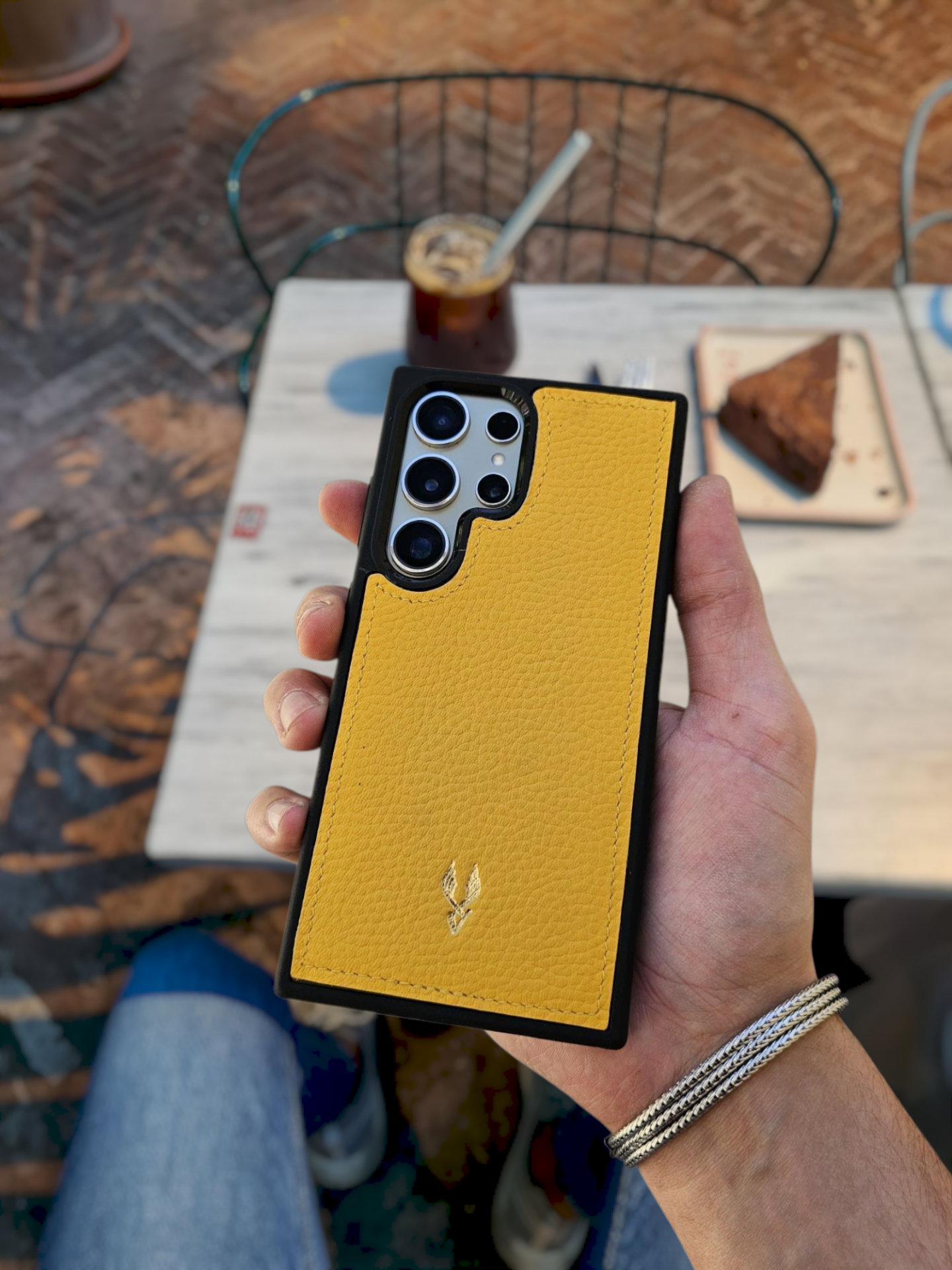 VİSSO Sarı Gutty  Hakiki Deri SAMSUNG GALAXY S25 ULTRA İsim Baskılı Kişiye Özel Deri Telefon Kılıfı KARGO BEDAVA  Sarı Gutty