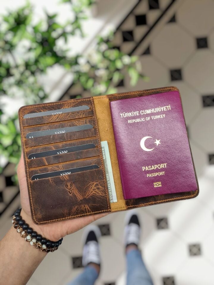 VİSSO 911 HAKİKİ ORJİNAL DERİ ÇANTA KREDİ KART VE KİMLİK HAZNELİ PASAPORTLUK - DERİ PASAPORT KILIFI    AYYILDIZ - REPUBLIC