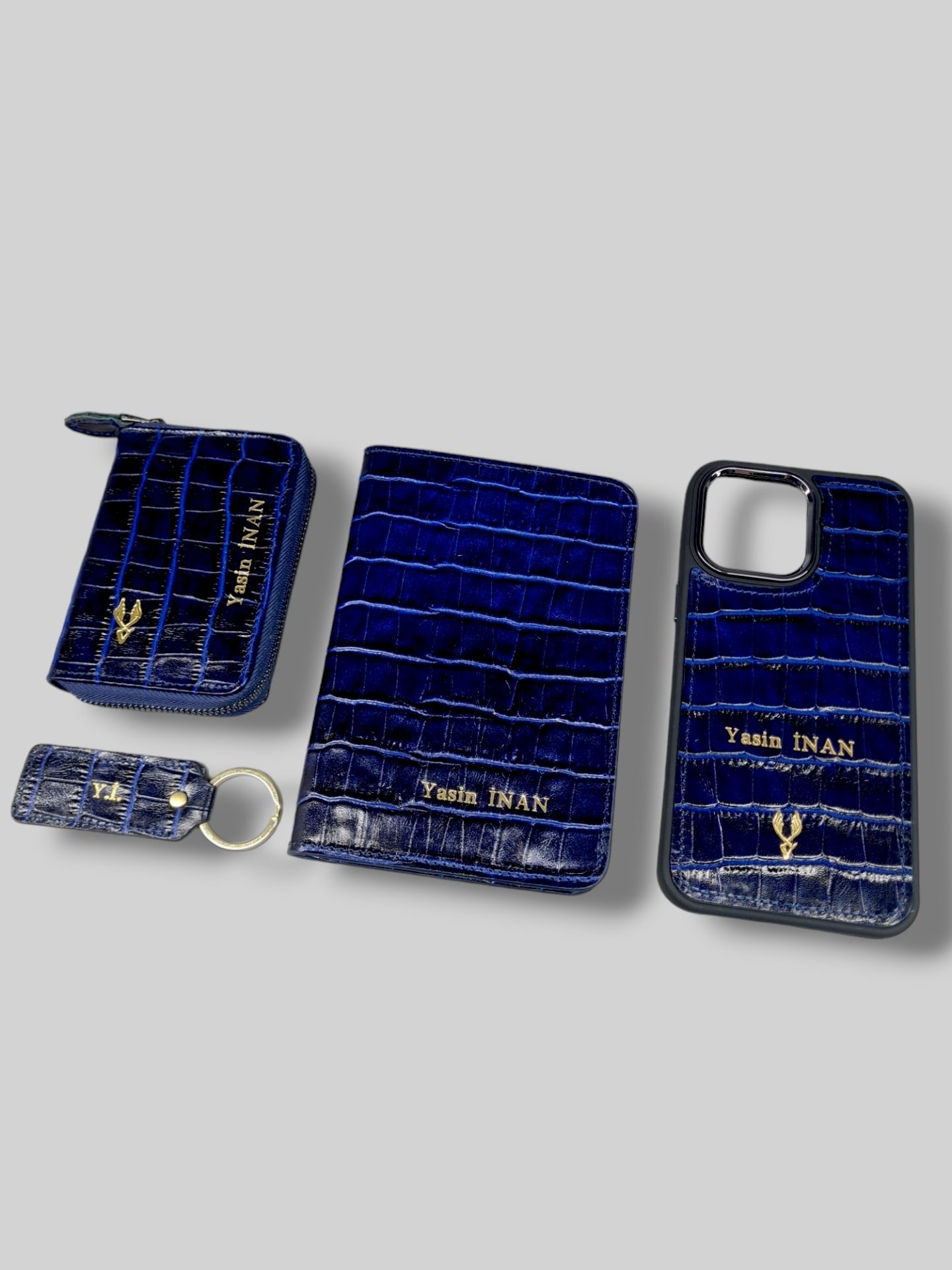 VİSSO 661 GERÇEK DERİ ÇANTA İSME ÖZEL ERKEK VE KADIN İÇİN FERMUARLI AKORDİYON-YELPAZE KREDİ KARTLIK MODEL Lacivert Croco + ANAHTAR + Kılıf