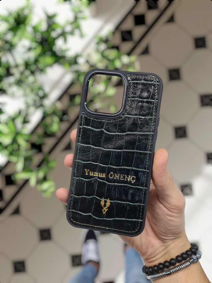 VİSSO 661 GERÇEK DERİ ÇANTA İSME ÖZEL ERKEK VE KADIN İÇİN FERMUARLI AKORDİYON-YELPAZE KREDİ KARTLIK MODEL Yeşil Croco + ANAHTAR + Kılıf