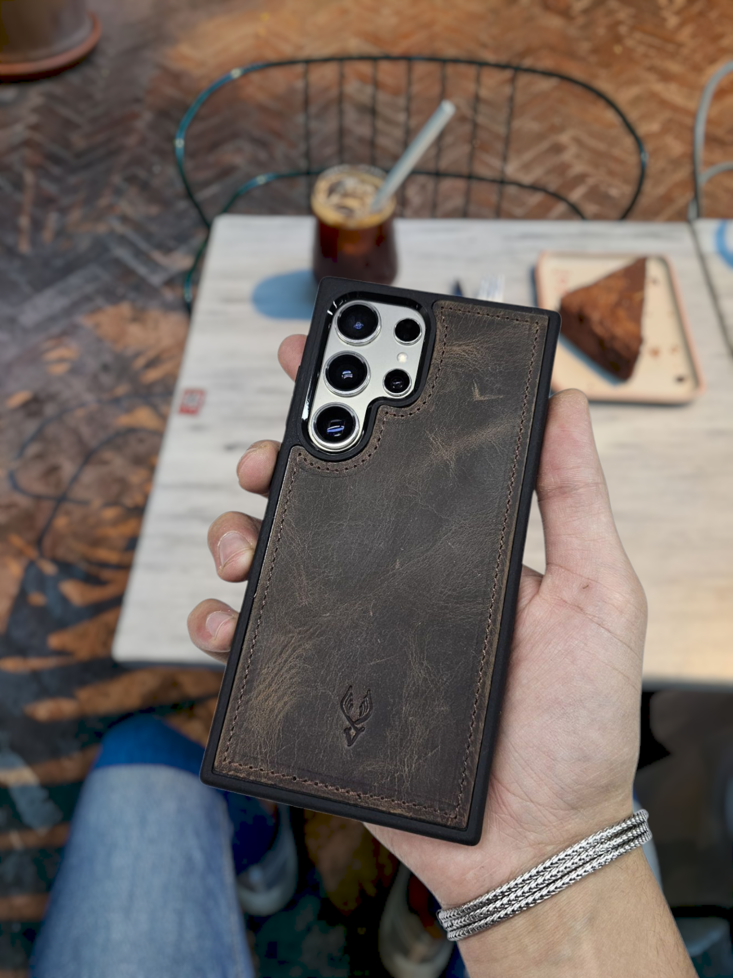 VİSSO Kahve Matrix  Hakiki Deri SAMSUNG GALAXY S25 ULTRA İsim Baskılı Kişiye Özel Deri Telefon Kılıfı KARGO BEDAVA  Kahve Matrix