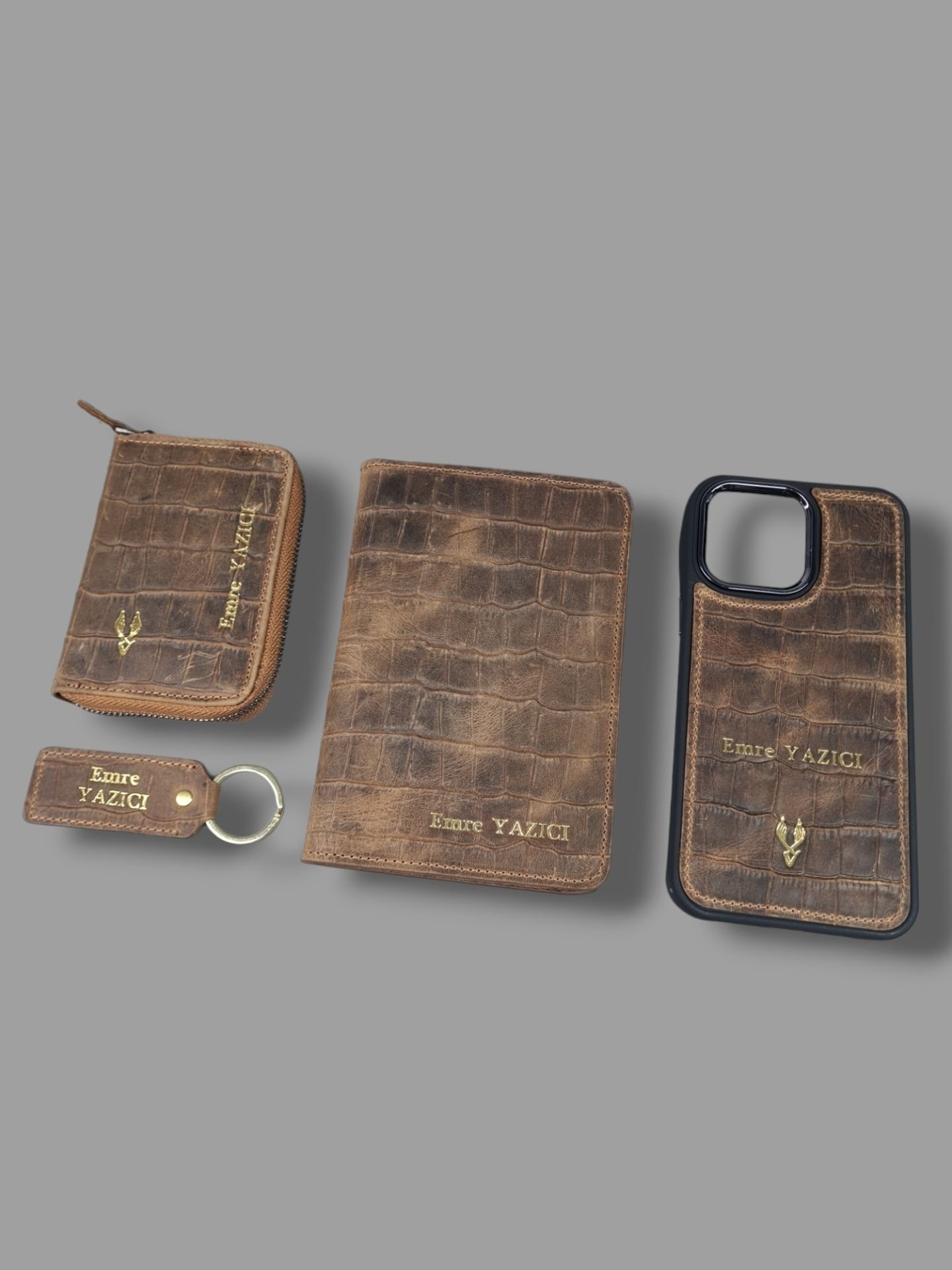 VİSSO 661 GERÇEK DERİ ÇANTA İSME ÖZEL ERKEK VE KADIN İÇİN FERMUARLI AKORDİYON-YELPAZE KREDİ KARTLIK MODEL Eskitme Croco + ANAHTAR + Kılıf