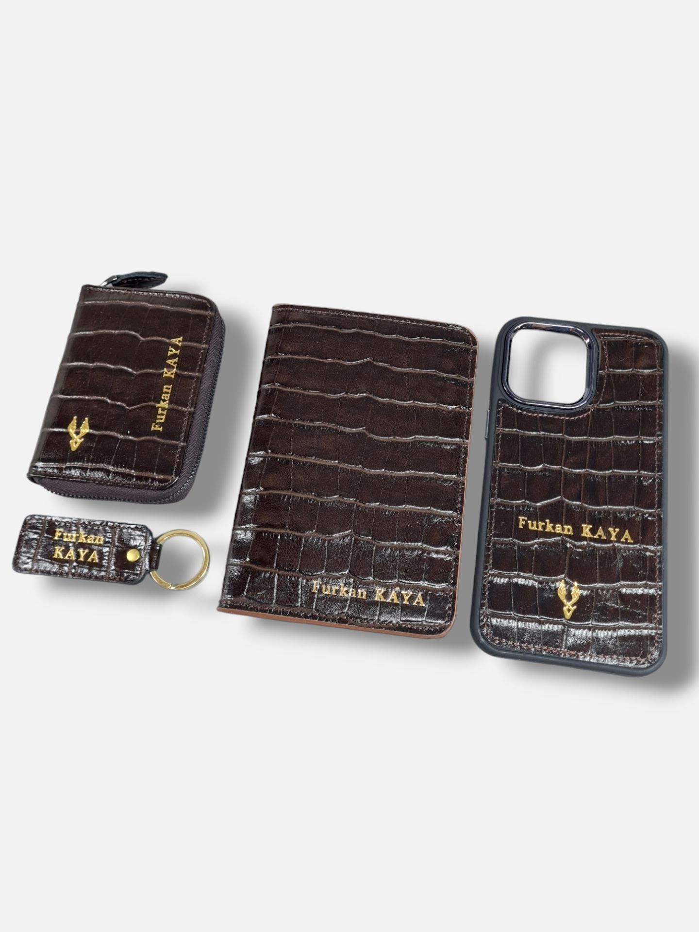 VİSSO 661 GERÇEK DERİ ÇANTA İSME ÖZEL ERKEK VE KADIN İÇİN FERMUARLI AKORDİYON-YELPAZE KREDİ KARTLIK MODEL Kahve Croco + ANAHTAR + Kılıf