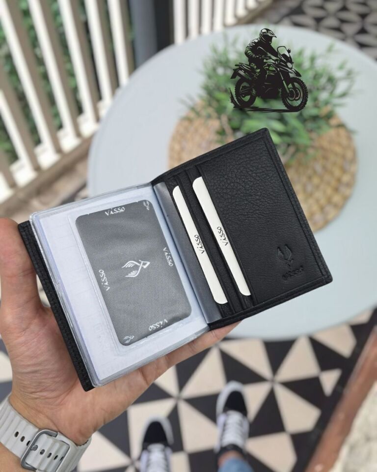 SYM MOTOSİKLET Hakiki Deri Ruhsat Kılıfı İsme Özel Çanta Erkek Kadın Unisex Modeli Visso Gerçek Dana Derisi Siyah Renk