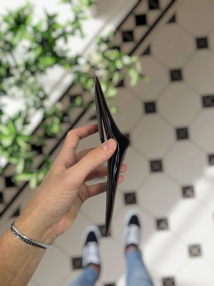 VİSSO 1272 Hakiki Deri İsme Özel  Erkek Cüzdan Çanta Portföy Kahverengi Prada