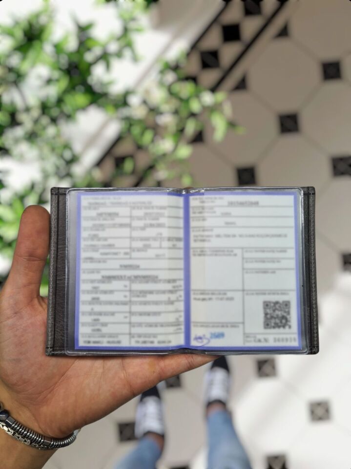 Mondial MOTOSİKLET Hakiki Deri Ruhsat Kılıfı İsme Özel Çanta Erkek Kadın Unisex Modeli Visso Gerçek Dana Derisi SİYAH Renk