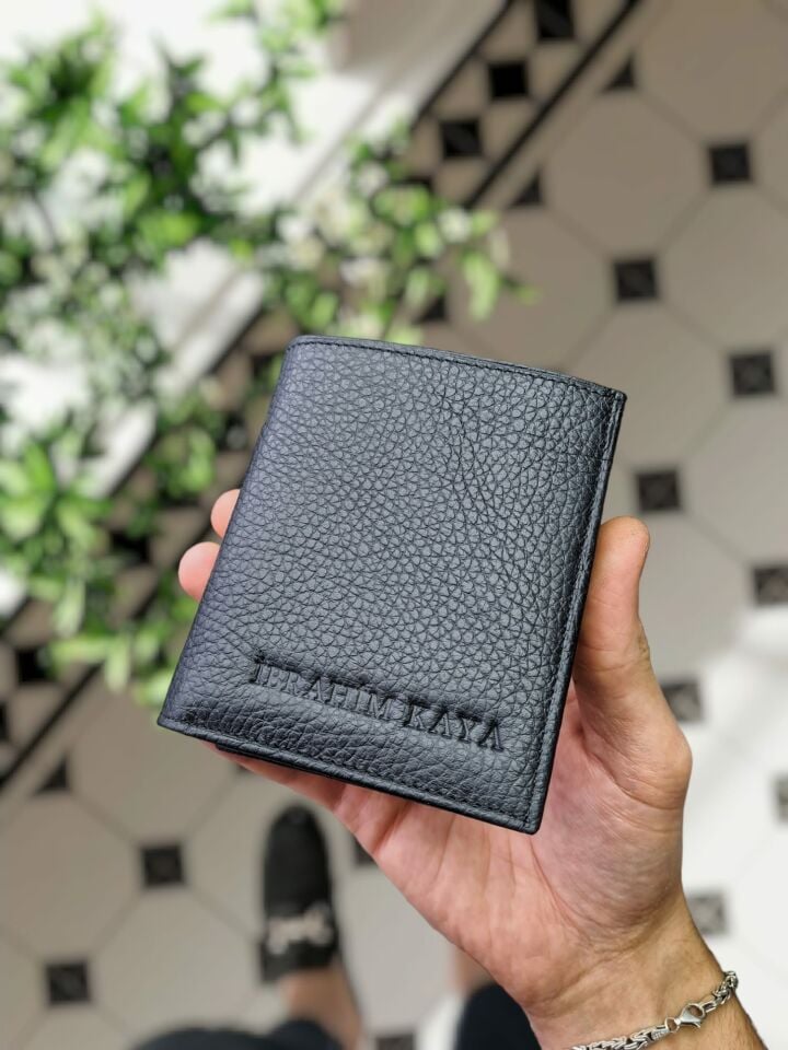 VİSSO 111 CEPLİ SİYAH HAKİKİ DERİ ÇANTA İSME ÖZEL BOZUK PARA CEPLİ FERMUARLI ÇITÇITLI KADIN ERKEK CÜZDAN BAY