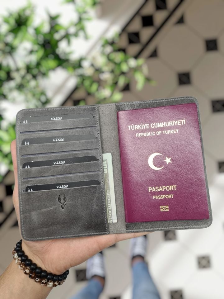 VİSSO 911 HAKİKİ ORJİNAL DERİ ÇANTA KREDİ KART VE KİMLİK HAZNELİ PASAPORTLUK - DERİ PASAPORT KILIFI    AYYILDIZ - REPUBLIC