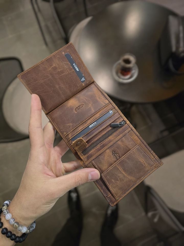 VİSSO 111 CEPLİ FINDIK MATRİX HAKİKİ DERİ ÇANTA  İSME ÖZEL BOZUK PARA CEPLİ FERMUARLI ÇITÇITLI KADIN ERKEK CÜZDAN BAY