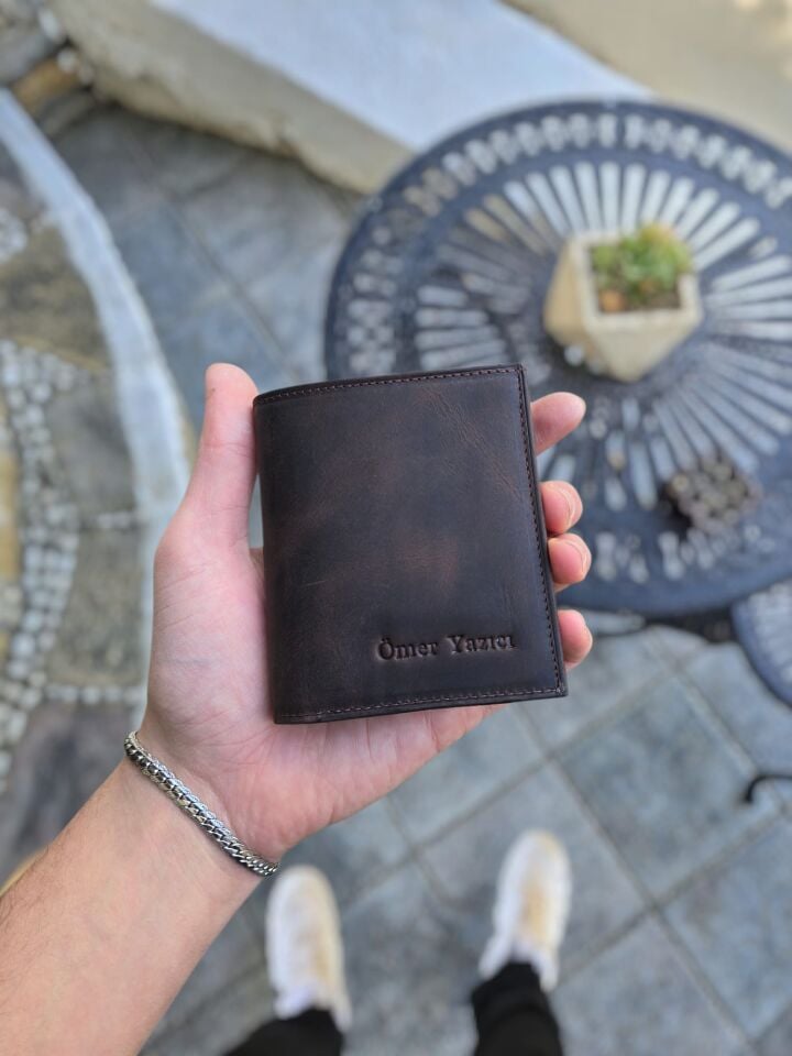 VİSSO 111 CEPLİ KAHVE MATRİX HAKİKİ DERİ ÇANTA İSME ÖZEL BOZUK PARA CEPLİ FERMUARLI ÇITÇITLI KADIN ERKEK CÜZDAN BAY