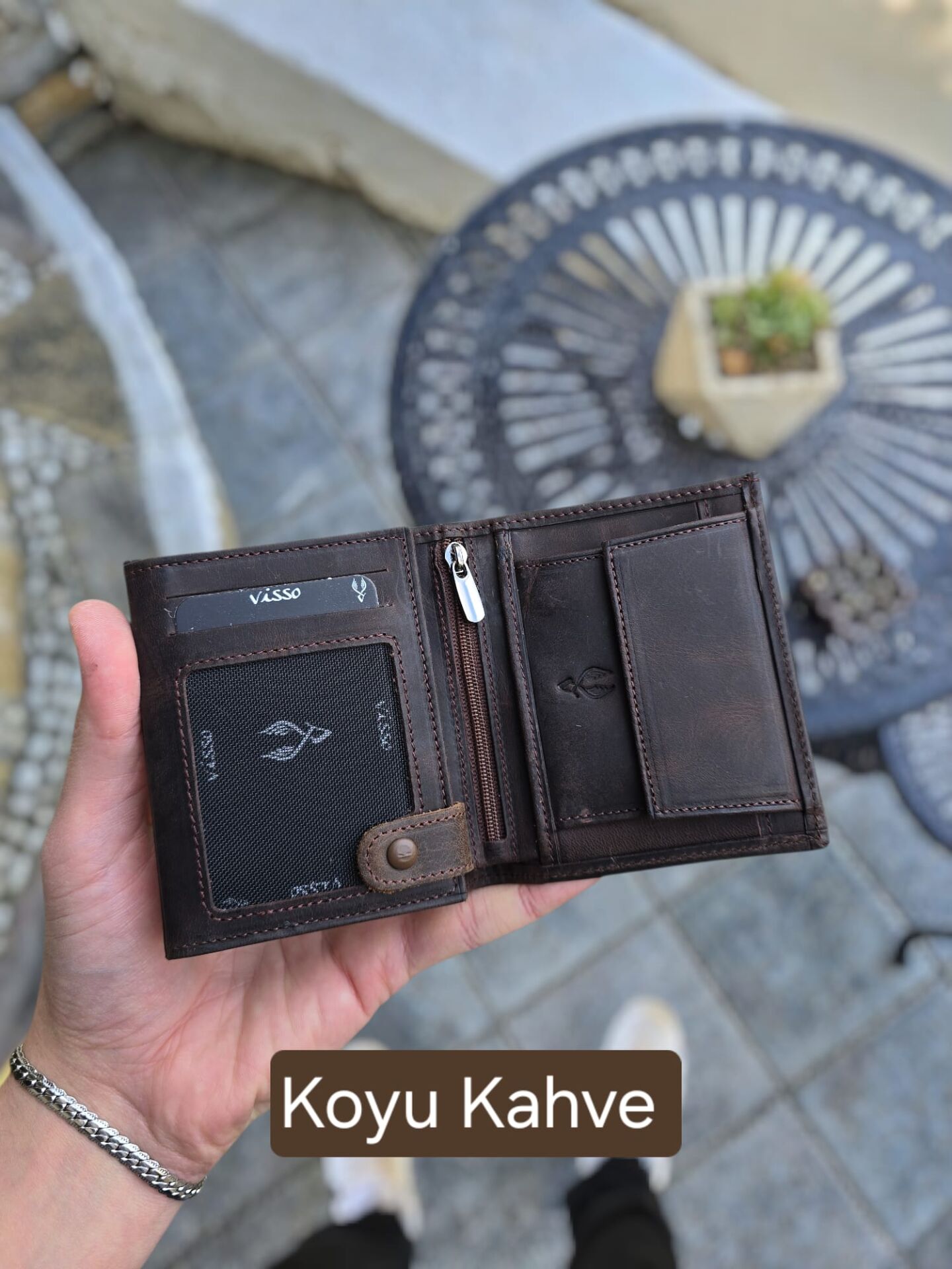 VİSSO 111 CEPLİ KAHVE MATRİX HAKİKİ DERİ ÇANTA İSME ÖZEL BOZUK PARA CEPLİ FERMUARLI ÇITÇITLI KADIN ERKEK CÜZDAN BAY