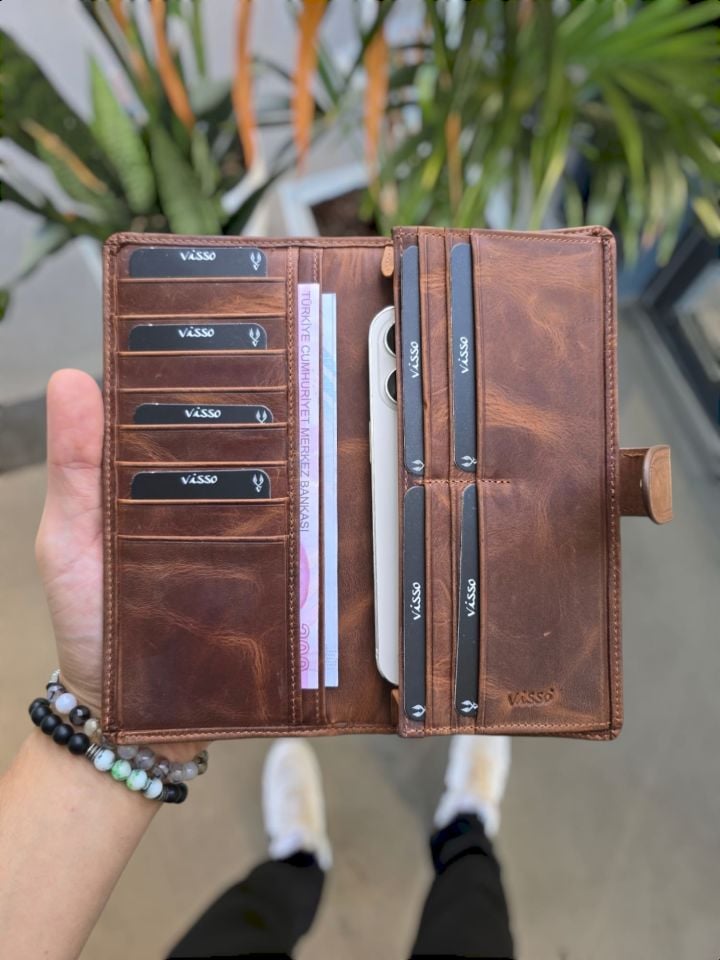 VİSSO 701  HAKİKİ DERİ ÇANTA  KAĞIT PARA ÇOK KREDİ KARTL BÖLMELİ TELEFON SIĞABİLEN CÜZDAN ELDE CEPTE VE ÇANTADA TAŞINABİLEN TELEFONLU CÜZDAN 701 HAKİKİ DERİ ÇOK KARTLI-TELEFON BÖLMELİ-KAPSAMLI MODEL-