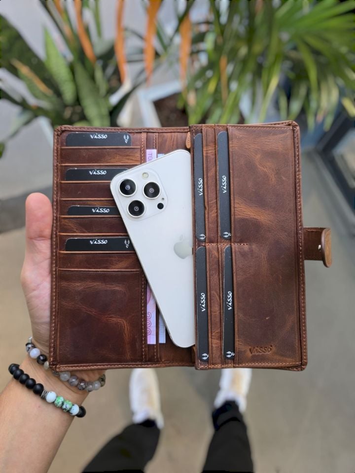 VİSSO 701  HAKİKİ DERİ ÇANTA  KAĞIT PARA ÇOK KREDİ KARTL BÖLMELİ TELEFON SIĞABİLEN CÜZDAN ELDE CEPTE VE ÇANTADA TAŞINABİLEN TELEFONLU CÜZDAN 701 HAKİKİ DERİ ÇOK KARTLI-TELEFON BÖLMELİ-KAPSAMLI MODEL-