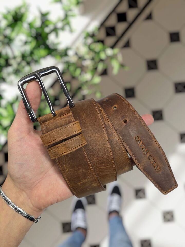 VİSSO 114 Hakiki Deri Cüzdan Ve Kemer Kişiye Özel İsim Baskılı Fermuarlı Cüzdan Çanta FINDIK MATRİX SET Ve Anahtarlık