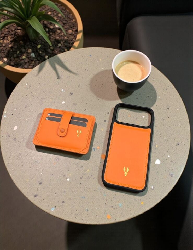 VİSSO 653 Hakiki Deri ÇANTA İSME ÖZEL Kağıt Para Bölmeli Kimlik Kart Gözlü  ERKEK VE KADIN  Kredi Kartlık Cüzdan Çanta TURUNCU NAPA Ve Telefon Kılıfı