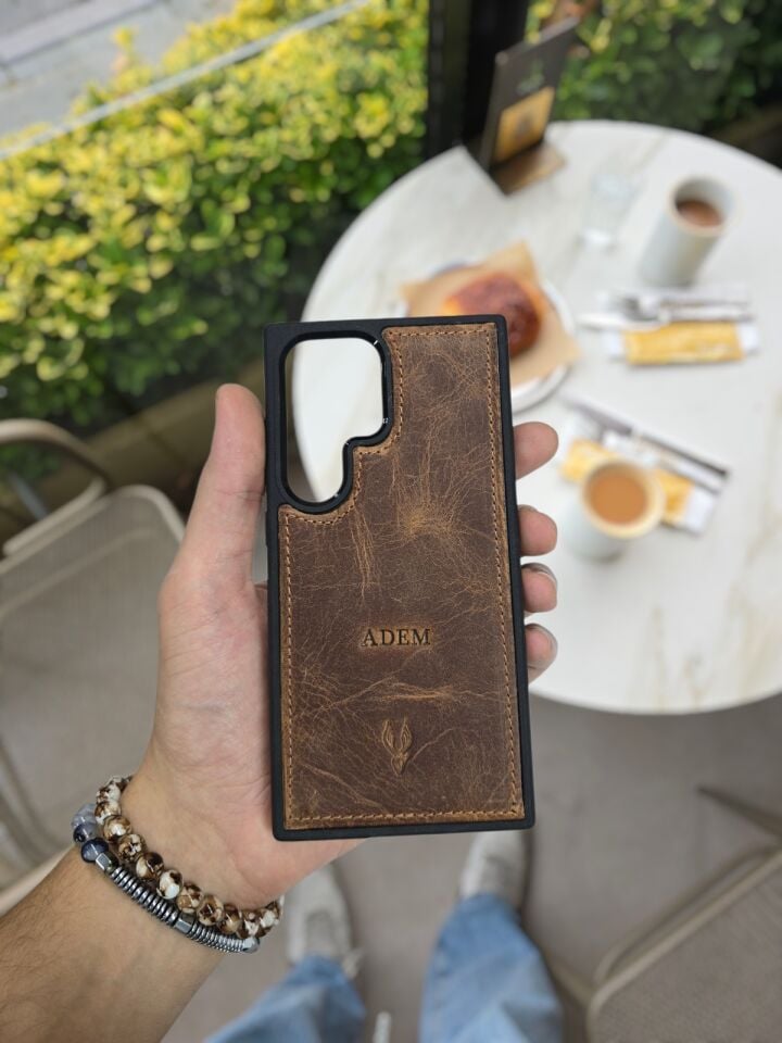 VİSSO Fındık Matrix  Hakiki Deri SAMSUNG GALAXY S24 ULTRA İsim Baskılı Kişiye Özel Deri Telefon Kılıfı KARGO BEDAVA  Fındık Matrix
