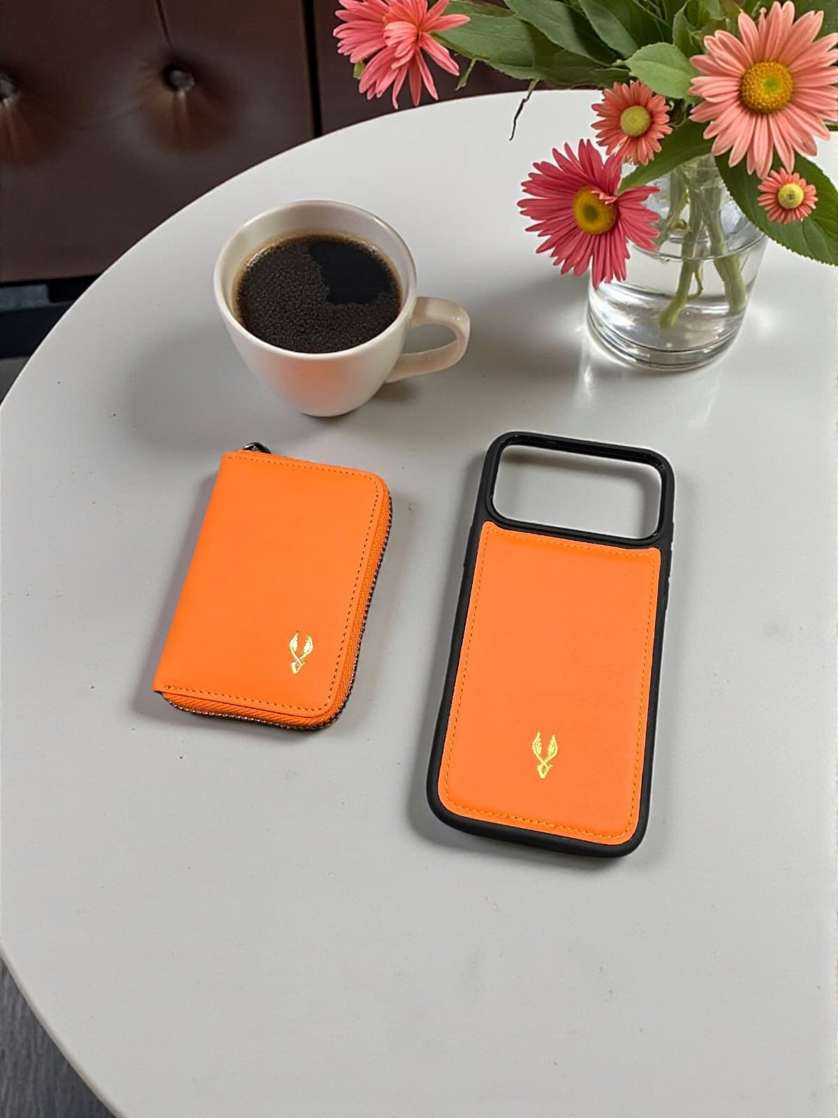 VİSSO 661 GERÇEK DERİ ÇANTA İSME ÖZEL ERKEK VE KADIN İÇİN FERMUARLI AKORDİYON-YELPAZE KREDİ KARTLIK MODEL Turuncu NAPA Ve Deri Telefon Kılıfı