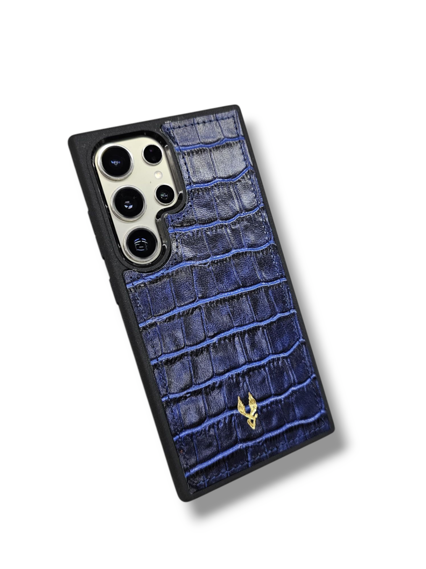 VİSSO  Lacivert Croco Hakiki Deri SAMSUNG GALAXY S23 ULTRA İsim Baskılı Kişiye Özel Deri Telefon Kılıfı KARGO BEDAVA Lacivert Croco Renk