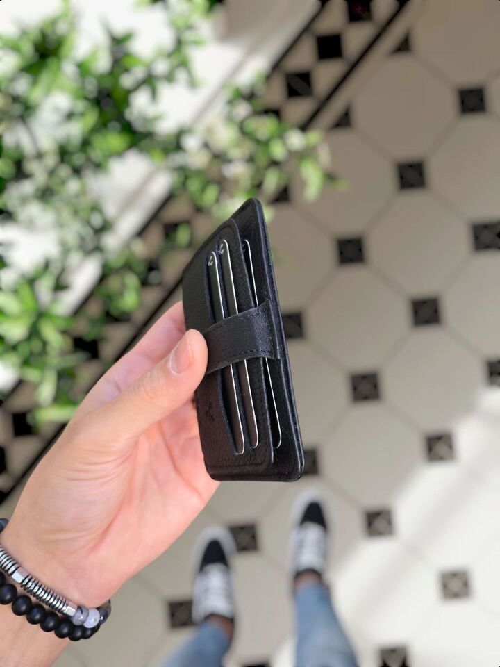 Sevgili VİSSO 653 Hakiki Deri ÇANTA İSME ÖZEL Kağıt Para Bölmeli Kimlik Kart Gözlü SİYAH DERİ ERKEK VE KADIN  Kredi Kartlık Cüzdan Anahtarlık