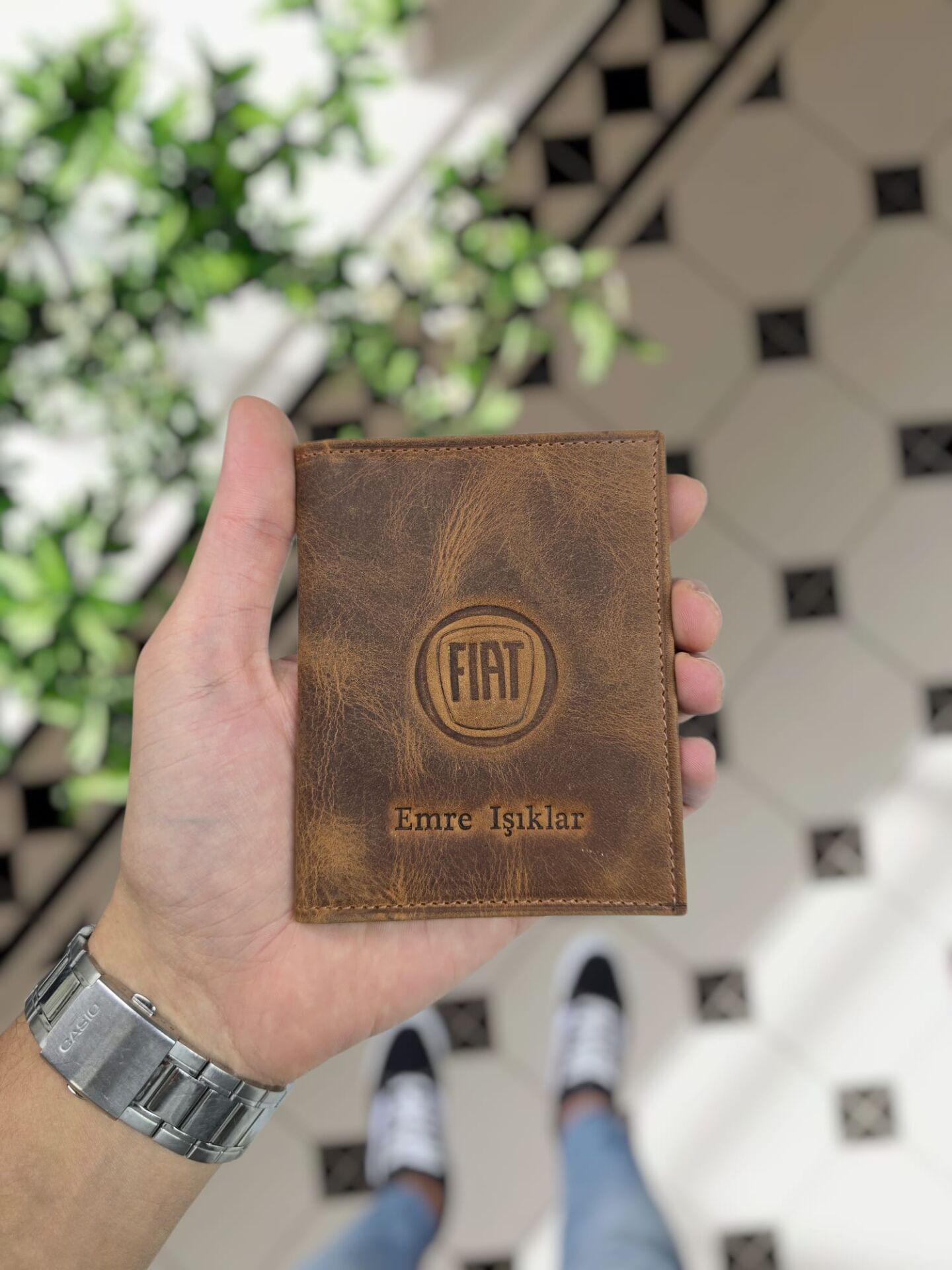 Fiat VİSSO 1904 Hakiki Deri Araç Ruhsat Kılıfı İsme Özel Çanta Erkek Kadın Modeli FİAT Fındık Matrix
