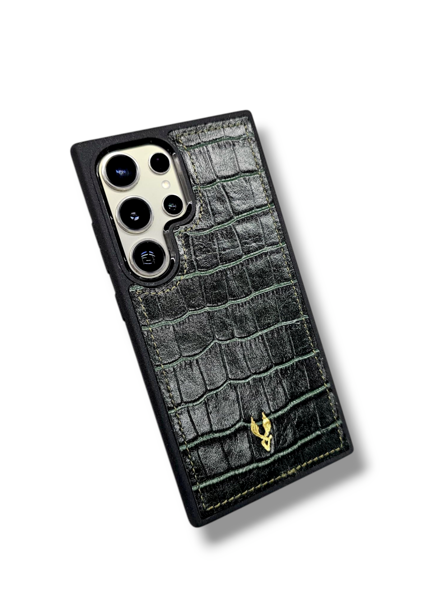 VİSSO  Yeşil Croco Hakiki Deri SAMSUNG GALAXY S23 ULTRA İsim Baskılı Kişiye Özel Deri Telefon Kılıfı KARGO BEDAVA Yeşil Croco Renk