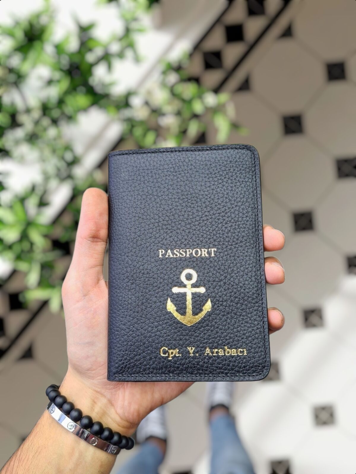 VİSSO 911 HAKİKİ ORJİNAL DERİ ÇANTA  KREDİ KART VE KİMLİK HAZNELİ PASAPORTLUK - DERİ PASAPORT KILIFI ÇAPA Yaldız Baskılı