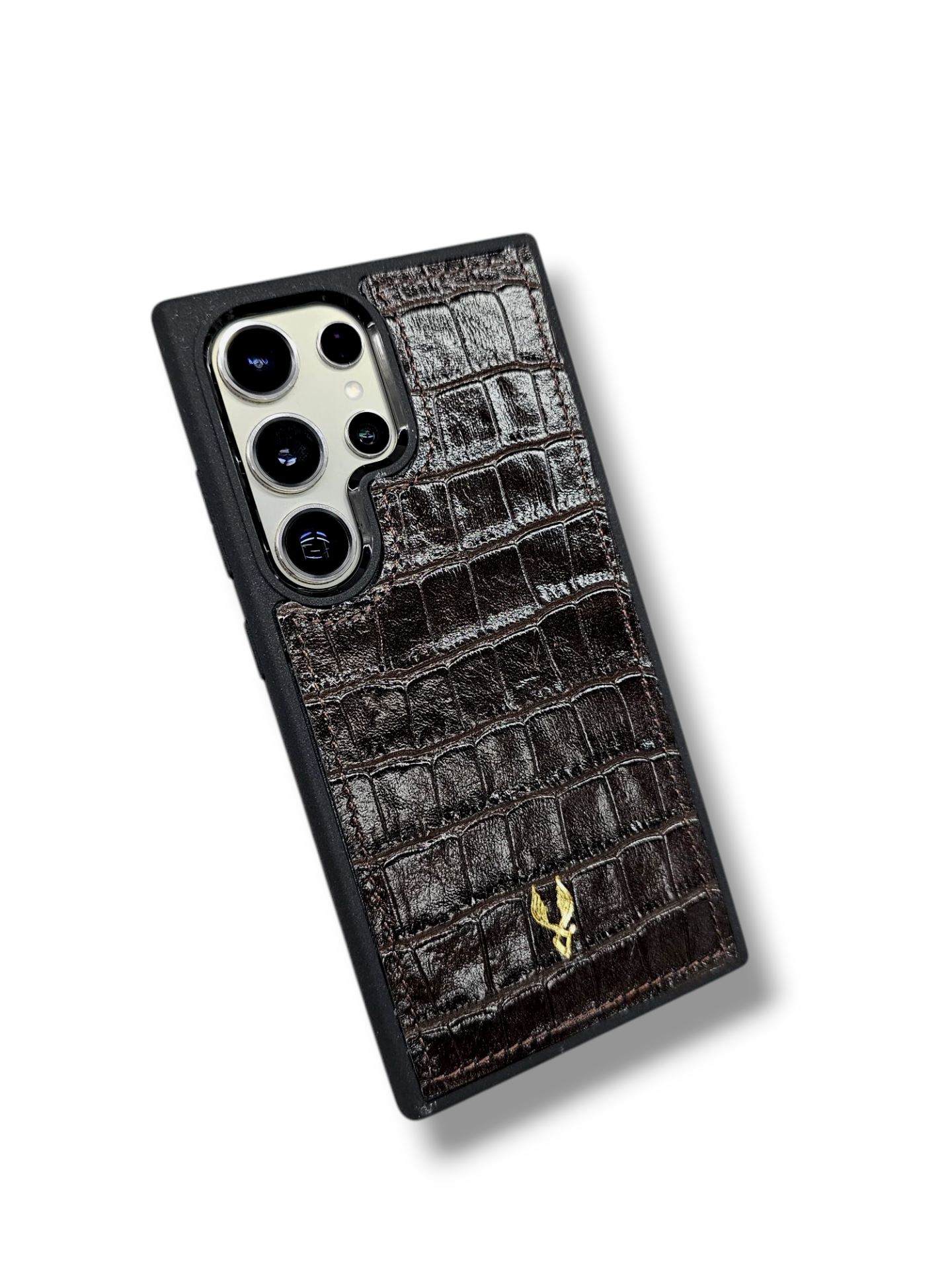 VİSSO  Kahve Croco Hakiki Deri SAMSUNG GALAXY S23 ULTRA İsim Baskılı Kişiye Özel Deri Telefon Kılıfı KARGO BEDAVA Kahve Croco