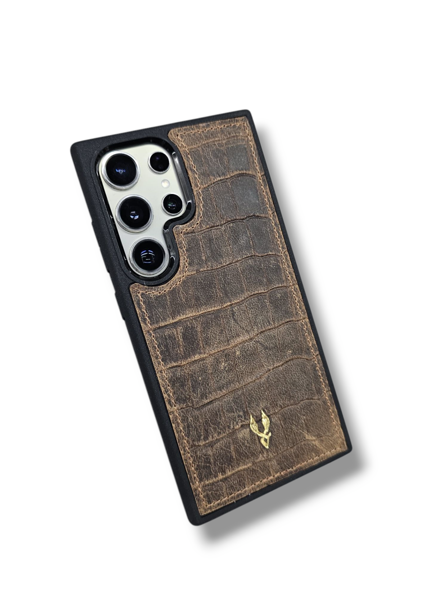 VİSSO Eskitme Kahve Croco Hakiki Deri SAMSUNG GALAXY S23 ULTRA İsim Baskılı Kişiye Özel Deri Telefon Kılıfı KARGO BEDAVA Eskitme Kahve Croco