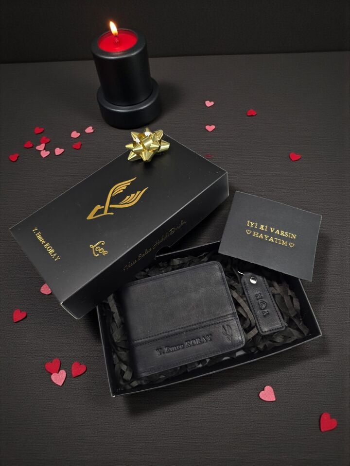 Sevgili VİSSO 229 Hakiki Deri Çift Renkli SİYAH-SİYAH Garni Cüzdan  Renk Deri Cüzdan + ANAHTARLIK