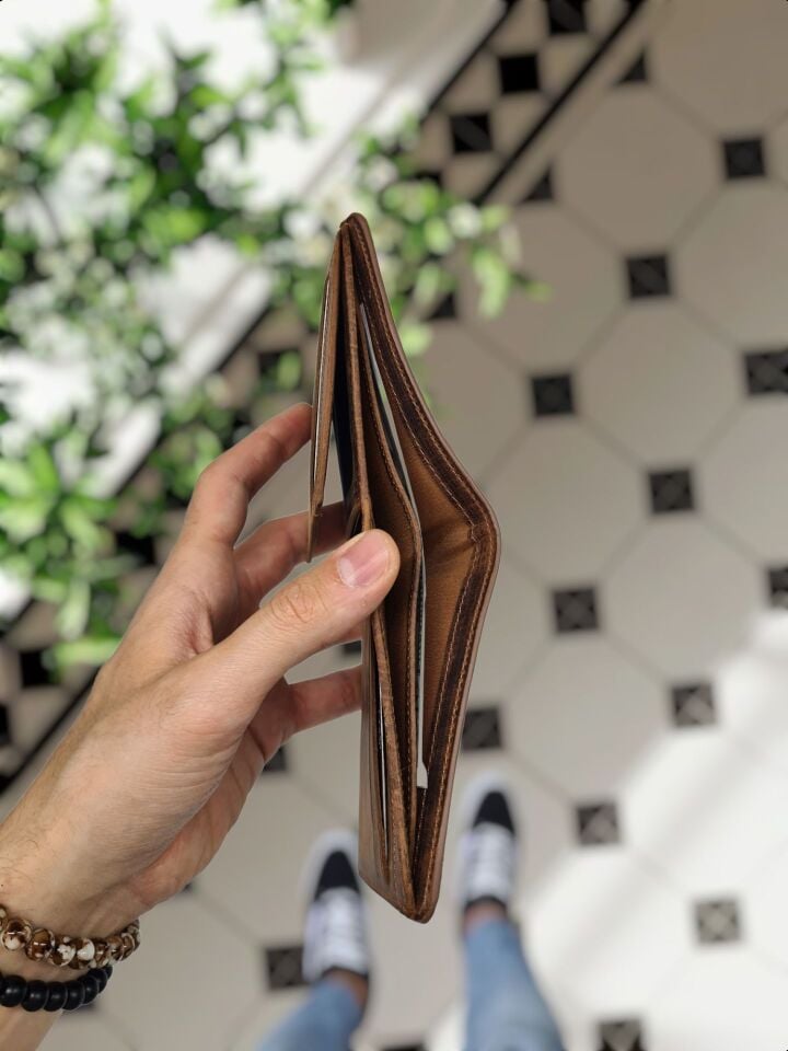 Sevgili VİSSO 229 Hakiki Deri Çift Renkli Fındık - Fındık Garni Cüzdan  Renk Deri Cüzdan Fındık Matrix + Anahtarlık + Set Kutu