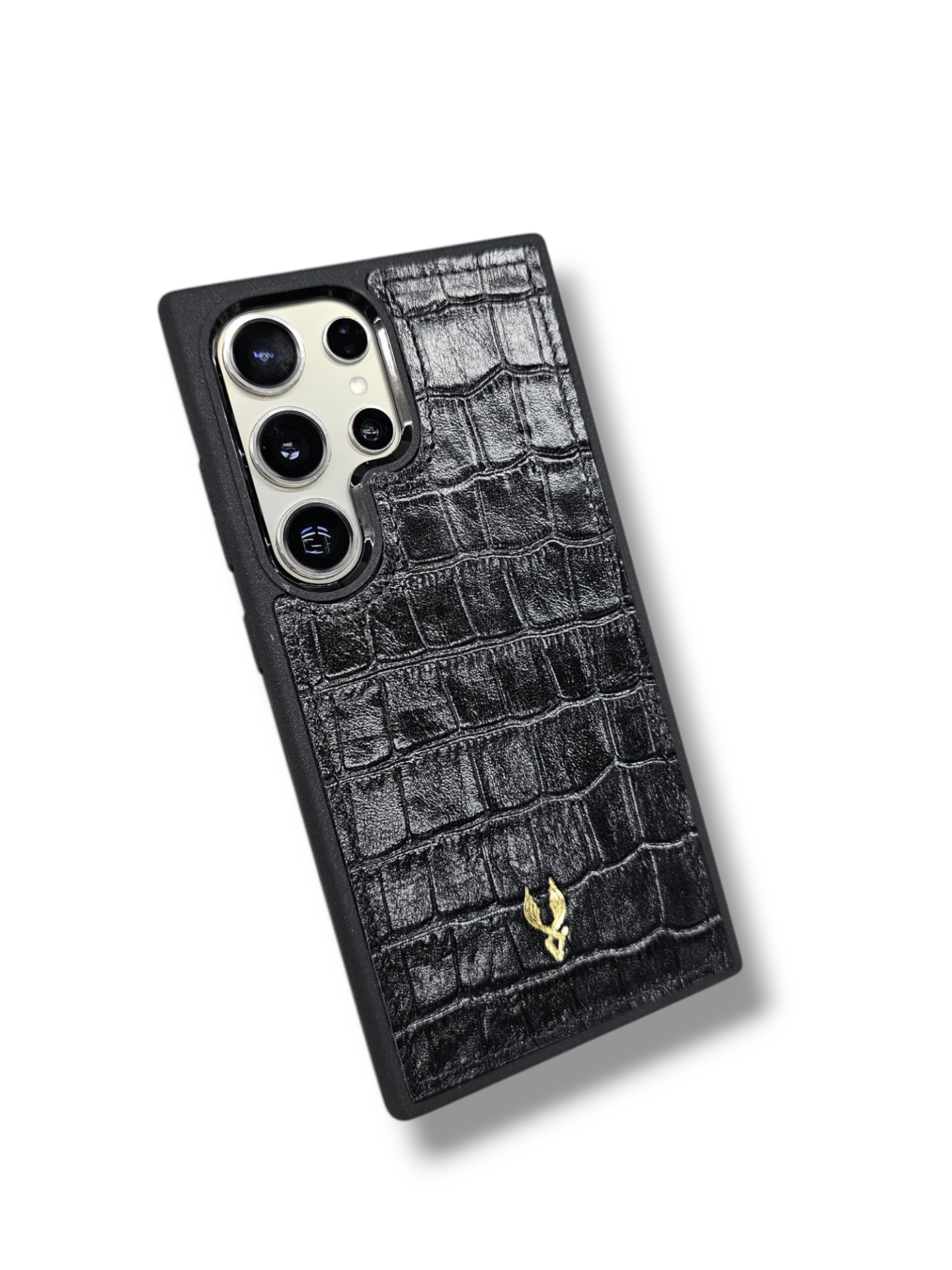 VİSSO Siyah Croco Hakiki Deri SAMSUNG GALAXY S23 ULTRA İsim Baskılı Kişiye Özel Deri Telefon Kılıfı KARGO BEDAVA   Siyah Croco