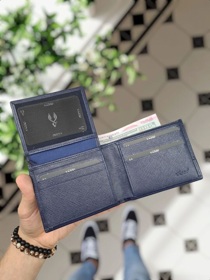 Sevgili VİSSO 1272 HAKİKİ DERİ ÇANTA İSME ÖZEL  HEDİYELİK CÜZDAN Lacivert + Anahtarlık + Set Kutu