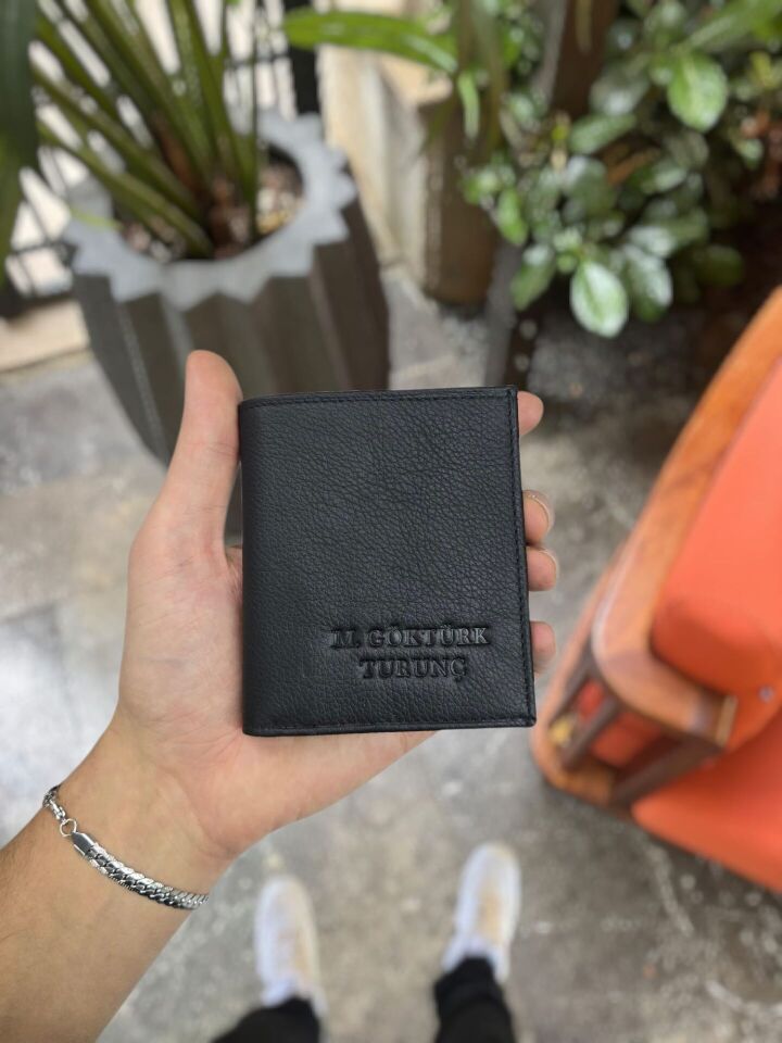 Sevgili VİSSO 111 CEPLİ SİYAH HAKİKİ DERİ ÇANTA İSME ÖZEL BOZUK PARA CEPLİ FERMUARLI ÇITÇITLI KADIN ERKEK CÜZDAN BAY + Anahtarlık + Set Kutu