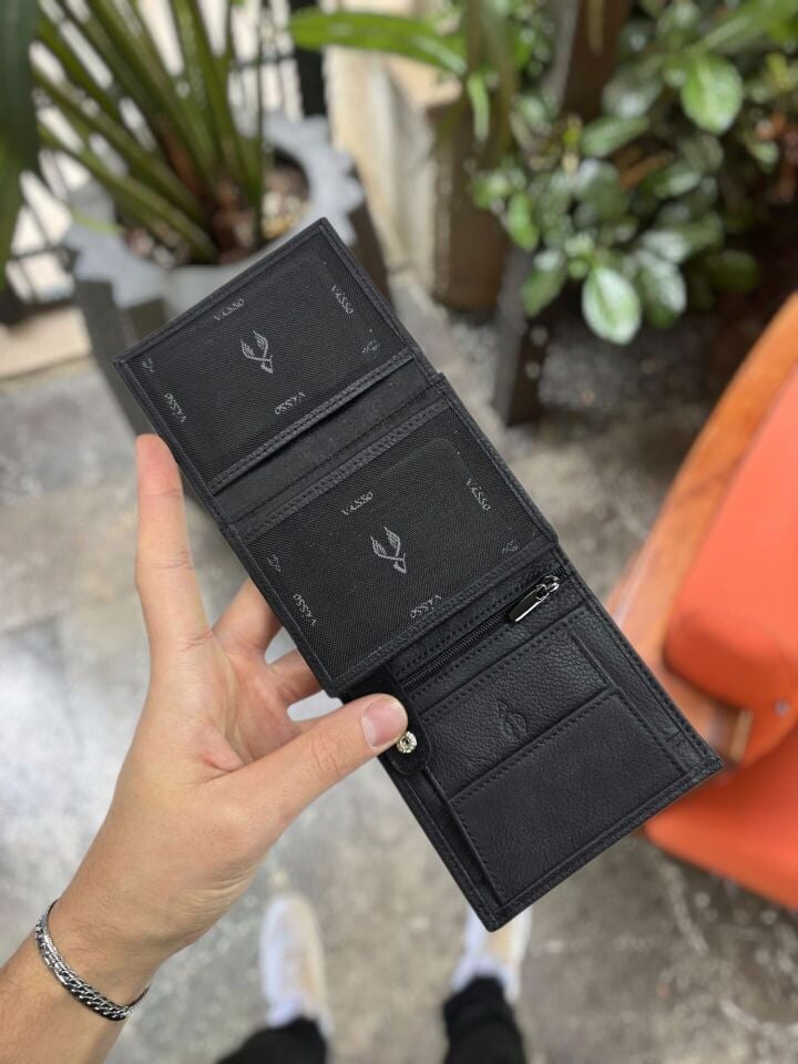 Sevgili VİSSO 111 CEPLİ SİYAH HAKİKİ DERİ ÇANTA İSME ÖZEL BOZUK PARA CEPLİ FERMUARLI ÇITÇITLI KADIN ERKEK CÜZDAN BAY + Anahtarlık