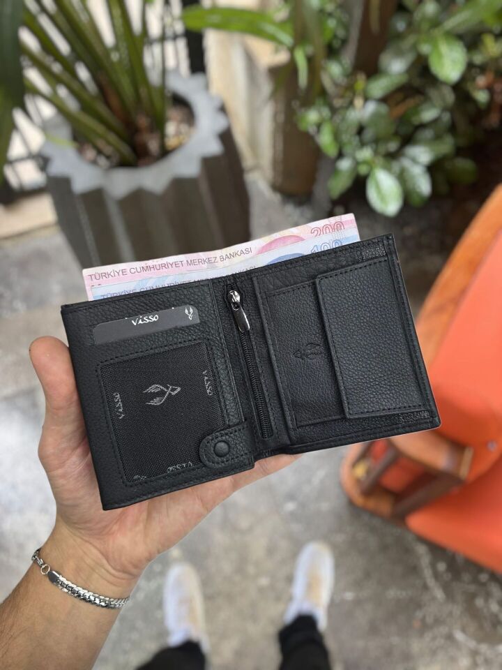 Sevgili VİSSO 111 CEPLİ SİYAH HAKİKİ DERİ ÇANTA İSME ÖZEL BOZUK PARA CEPLİ FERMUARLI ÇITÇITLI KADIN ERKEK CÜZDAN BAY + Anahtarlık