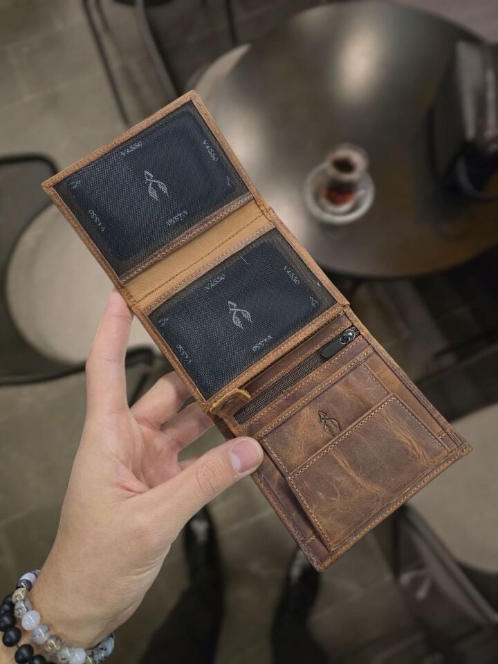 Sevgili VİSSO 111 CEPLİ FINDIK MATRİX HAKİKİ DERİ ÇANTA  İSME ÖZEL BOZUK PARA CEPLİ FERMUARLI ÇITÇITLI KADIN ERKEK CÜZDAN BAY