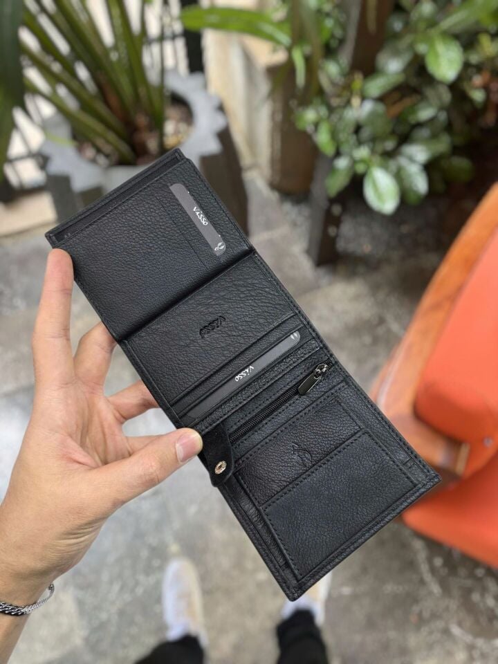 Sevgili VİSSO 111 CEPLİ SİYAH HAKİKİ DERİ ÇANTA İSME ÖZEL BOZUK PARA CEPLİ FERMUARLI ÇITÇITLI KADIN ERKEK CÜZDAN BAY