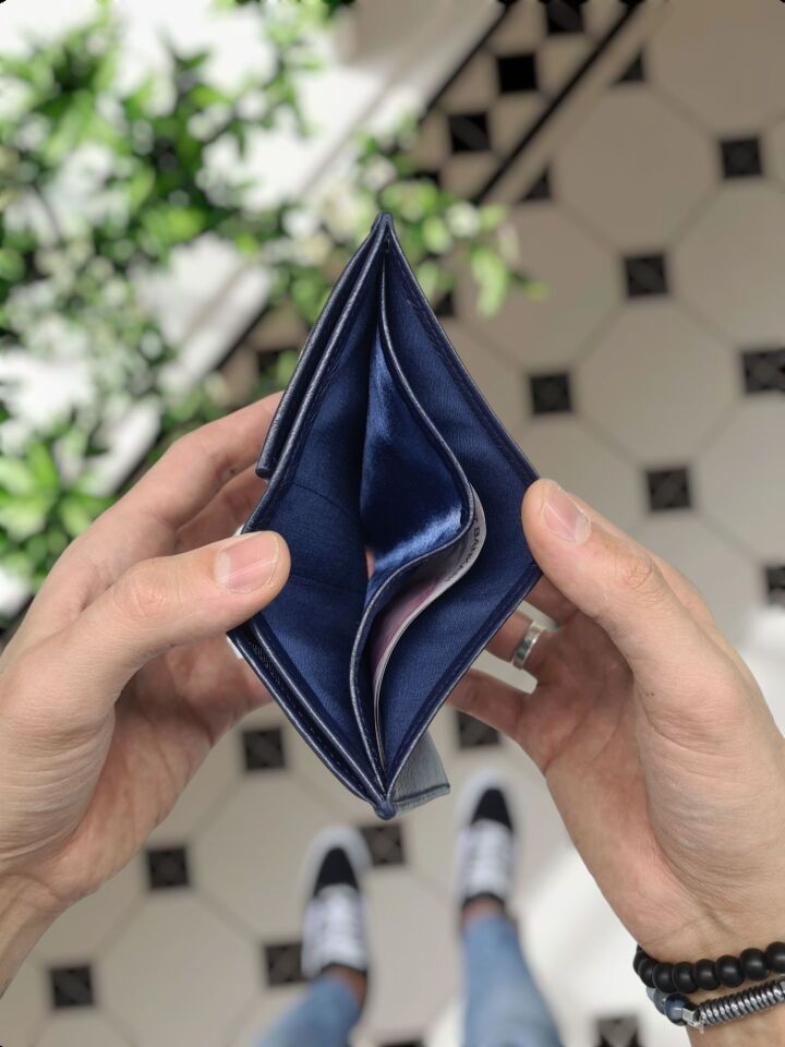 VİSSO 1131 Yakın Koruma HAKİKİ ORJİNAL DERİ ÇANTA  3 ADET KİMLİK KART GÖZLÜ FERMUARLI KADIN ERKEK CÜZDAN  Metal Rozetli LACİVERT